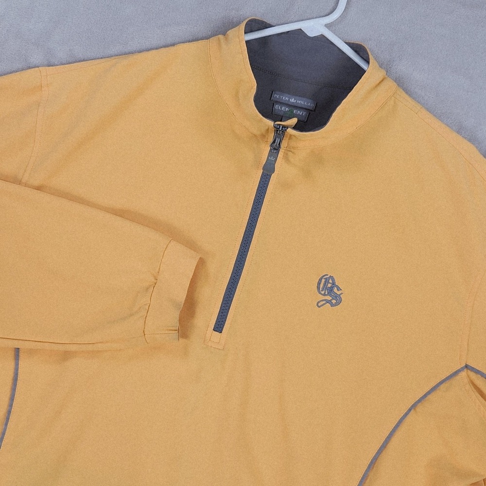 Peter Millar Jacket Mens XL Yellow Element 4 Wind 1/4 Zip Golf Softshell Layer